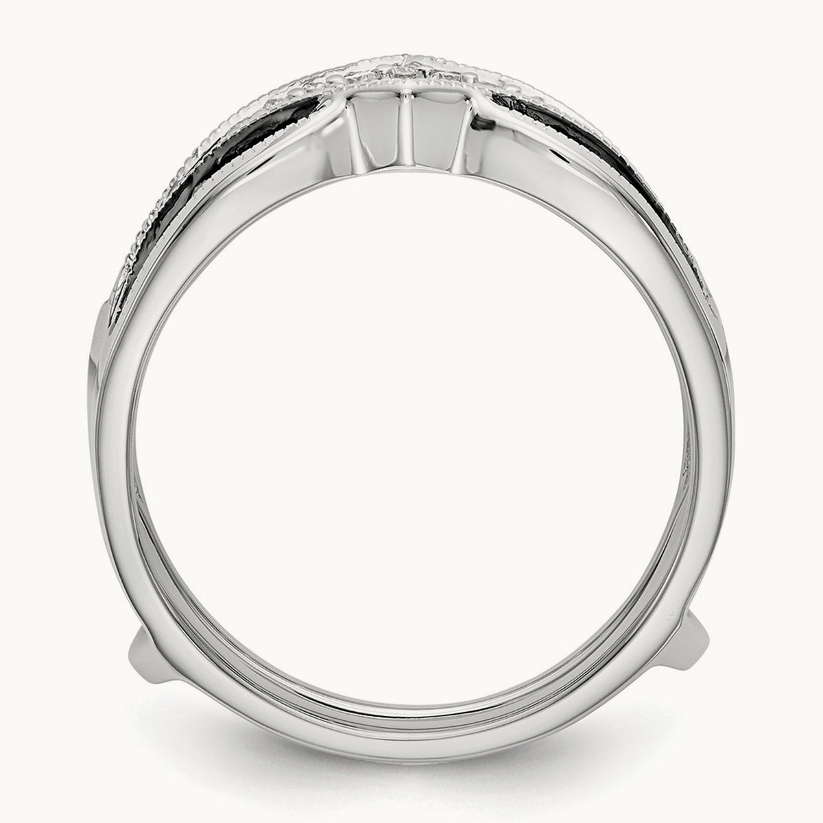 Black and White Diamond Guard, 14K White Gold