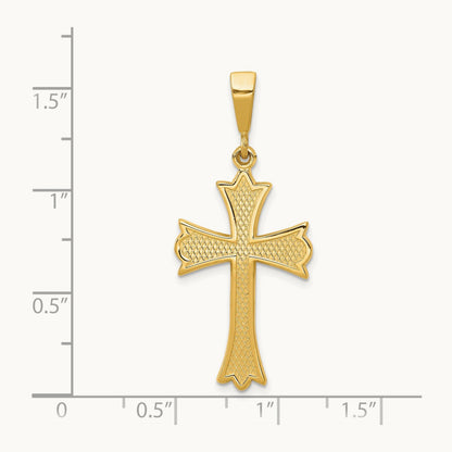Fleur De Lis Cross Pendant, 14K