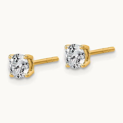 Round Lightweight Earrings, 0.25-6.00 ct tw Lab-Grown Diamond — 5/8 ct, 14K Yellow Gold