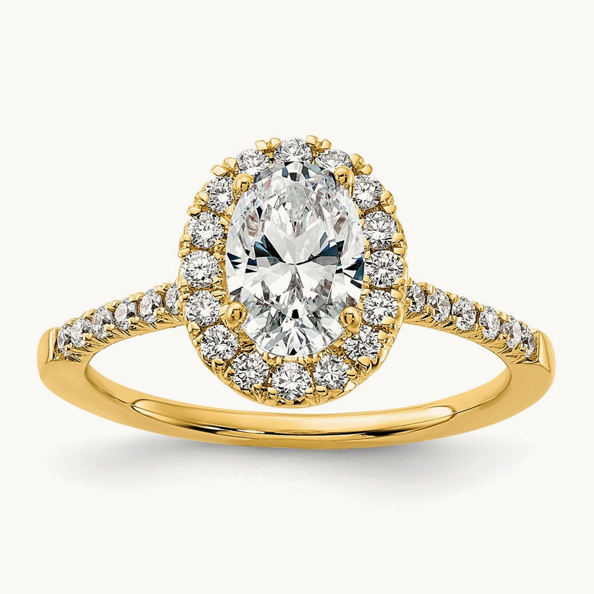 Oval Halo Engagement Ring, 0.25-2.50 ct tw Lab-Grown Diamond — 14K Yellow Gold