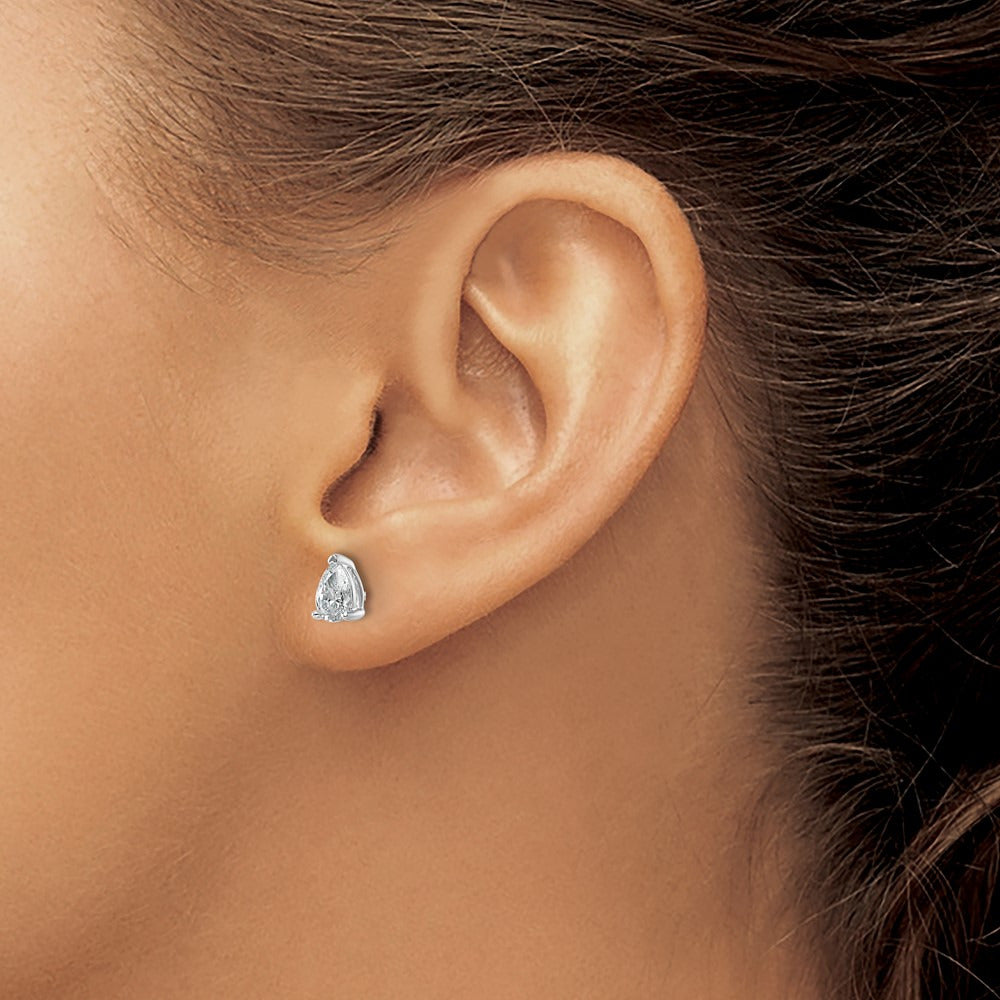 Pear 3 Prong Stud Earrings, 0.50-6.00 ct tw Lab-Grown Diamond — 3/4 ct, 14K White Gold