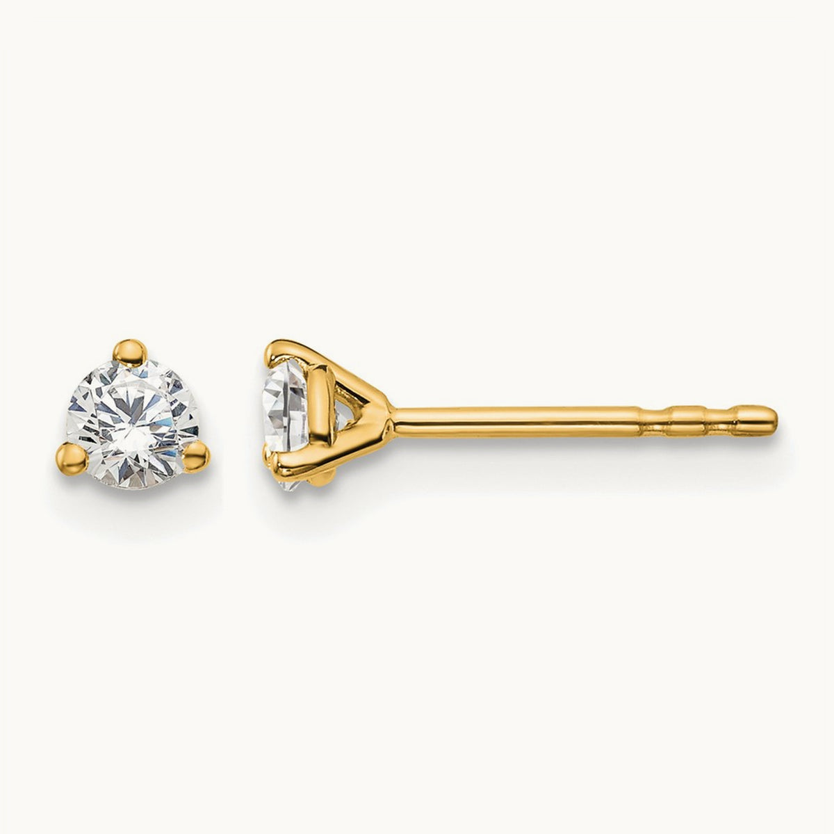 Round Stud Earrings, 0.10-6.00 ct tw Lab-Grown Diamond — 1/4 ct, 14K Yellow Gold