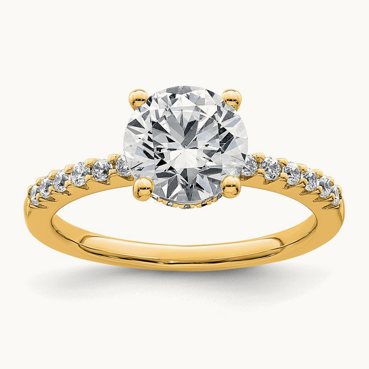Round Engagement Ring, 1.25-2.75 ct tw Lab-Grown Diamond — 2 1/4 ct, 14K Yellow Gold