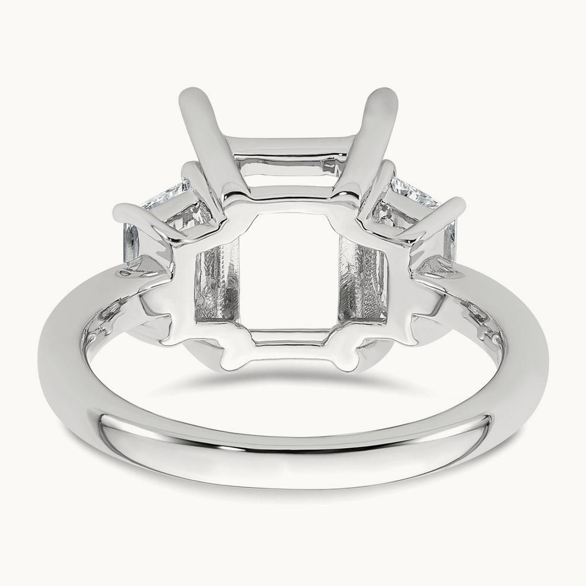Trapezoid Radiant Semi-Mount Engagement Ring — 14K White Gold, 1 ct, 7