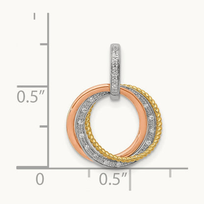 Tri-color 1/20ct. Diamond Moveable Circles Pendant, 14K
