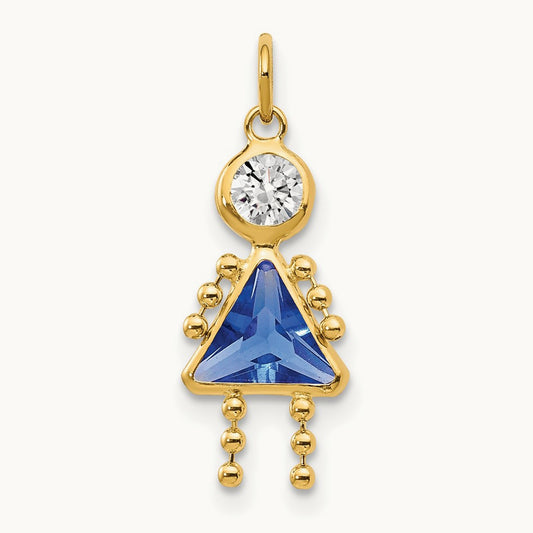 September Girl Birthstone Charm, 14K