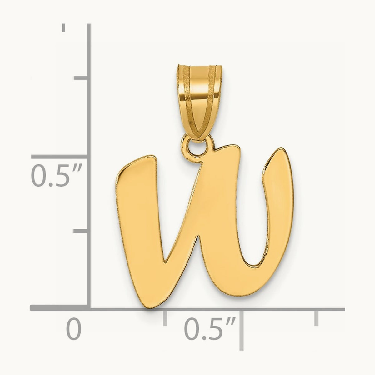 Polished Script Initial Pendant — 14K Yellow Gold, W