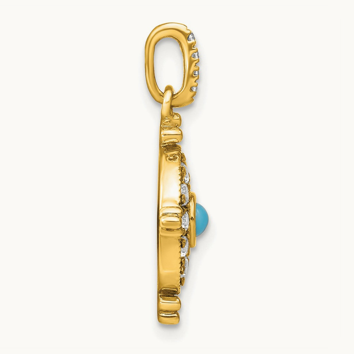 Turquoise and Topaz Pendant — 14K Yellow Gold