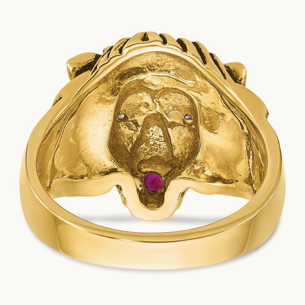 IBGoodman Men's Diamond and Ruby Antiqued Lion Complete Ring, 14K