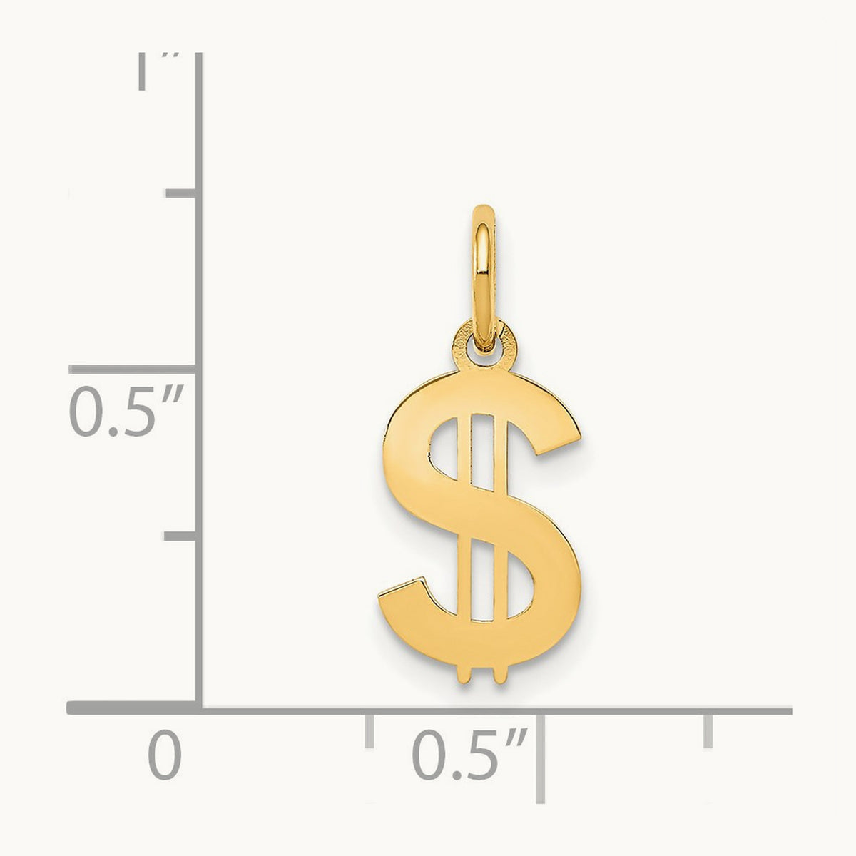Polished Dollar Sign Charm, 14K