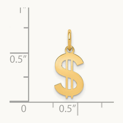 Polished Dollar Sign Charm, 14K