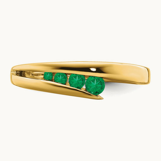 Emerald 4-stone Ring — 14K Yellow Gold, 7