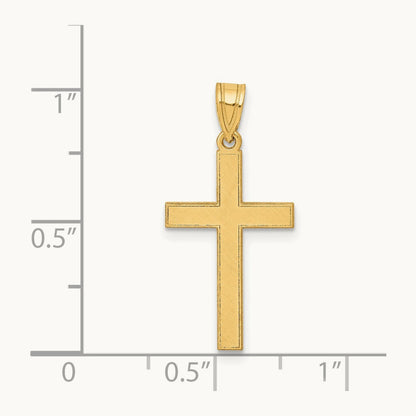 Florentine Satin Cross Pendant — 14K Yellow Gold, 25mm