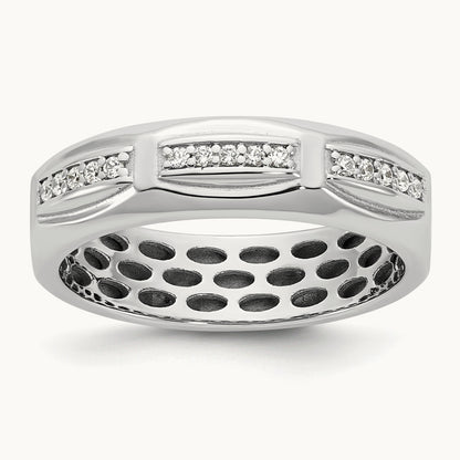 IB Goodman Mens Satin Complete 1/8ct Diamond Ring, 14K White Gold
