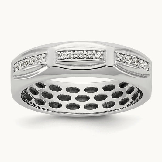IB Goodman Mens Satin Complete 1/8ct Diamond Ring, 14K White Gold