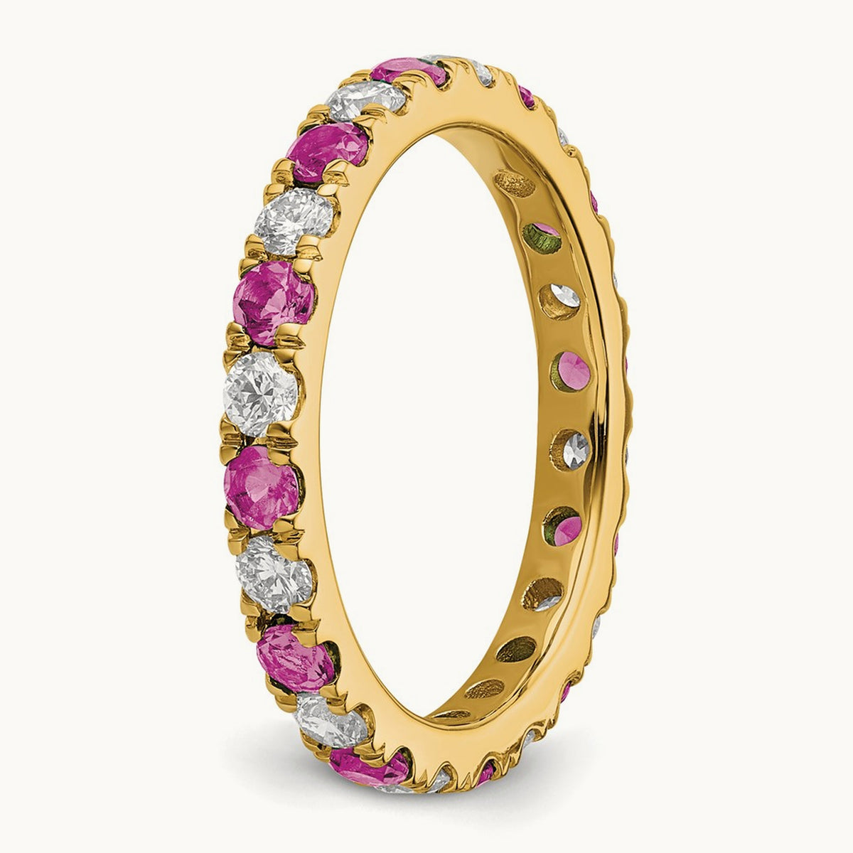 Created Pink Sapphire Eternity Band — 14K Yellow Gold, 2.65 mm