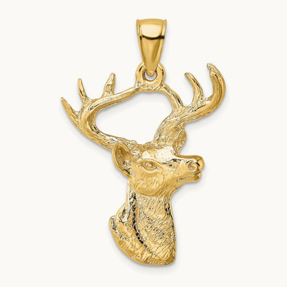2-D Deer Head Profile Charm, 14K