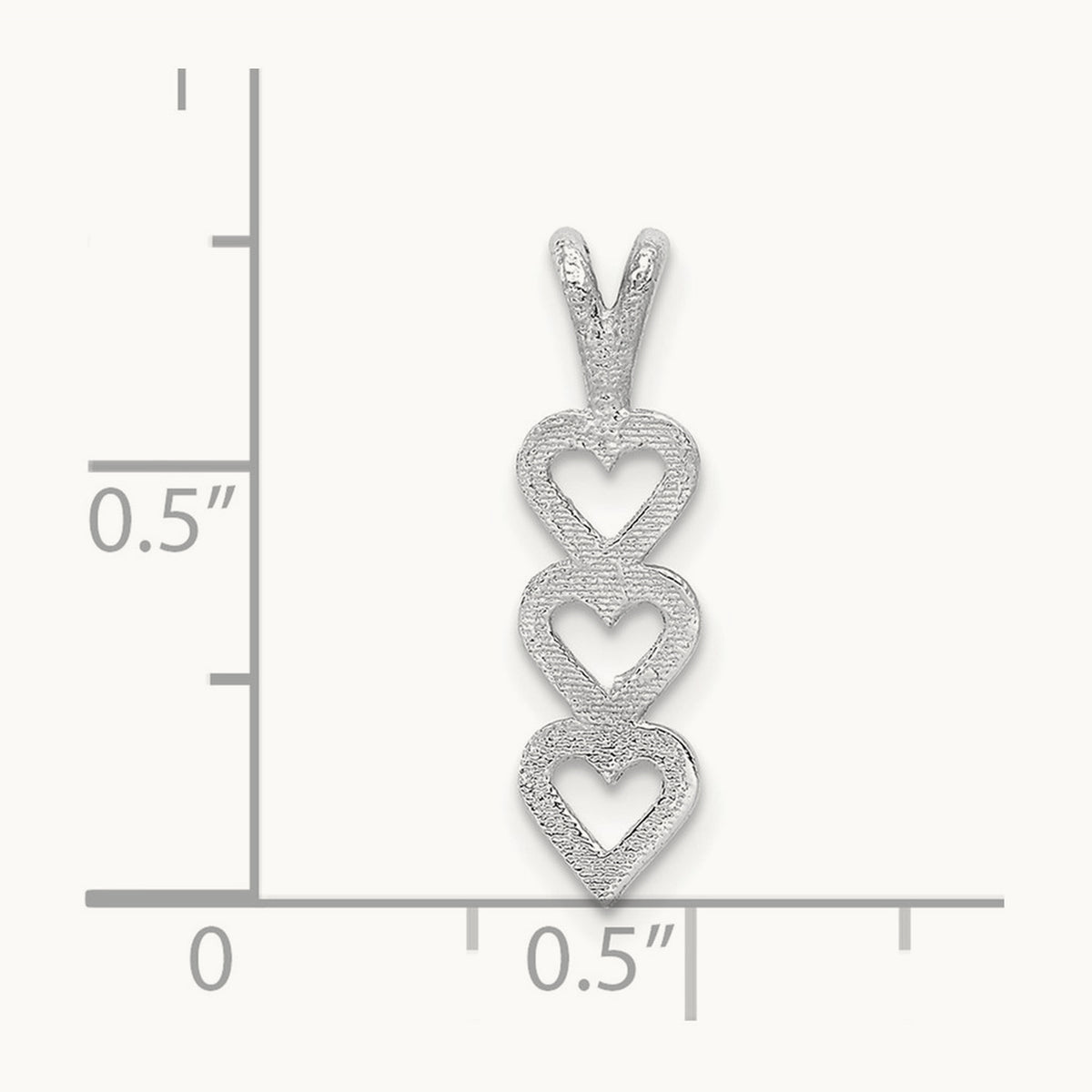 Triple Heart Pendant, 14K White Gold