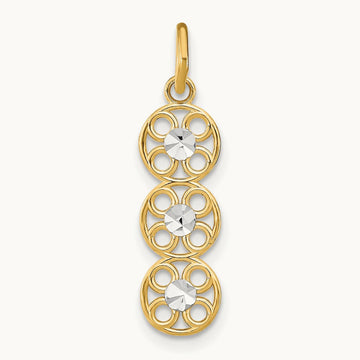 w/Rhodium and D/C 3 Circle Charm, 14K