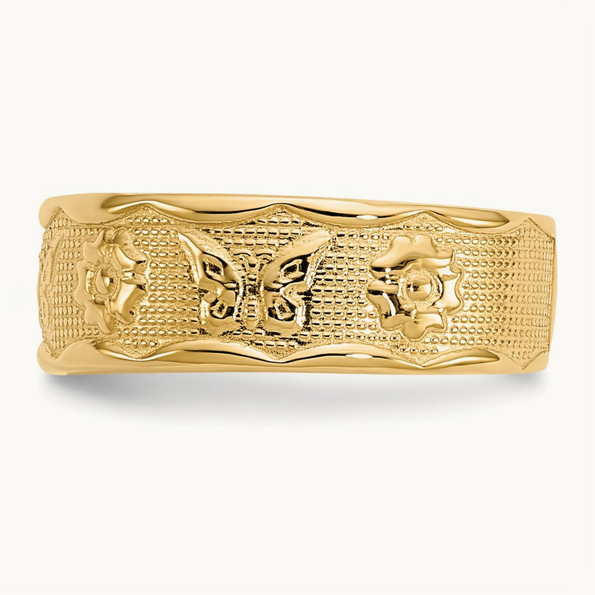 Flower & Butterfly Toe Ring, 14K