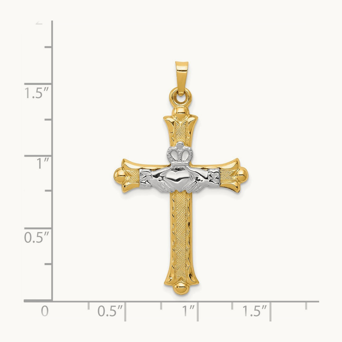 Claddagh Cross Pendant, 14K Two-tone