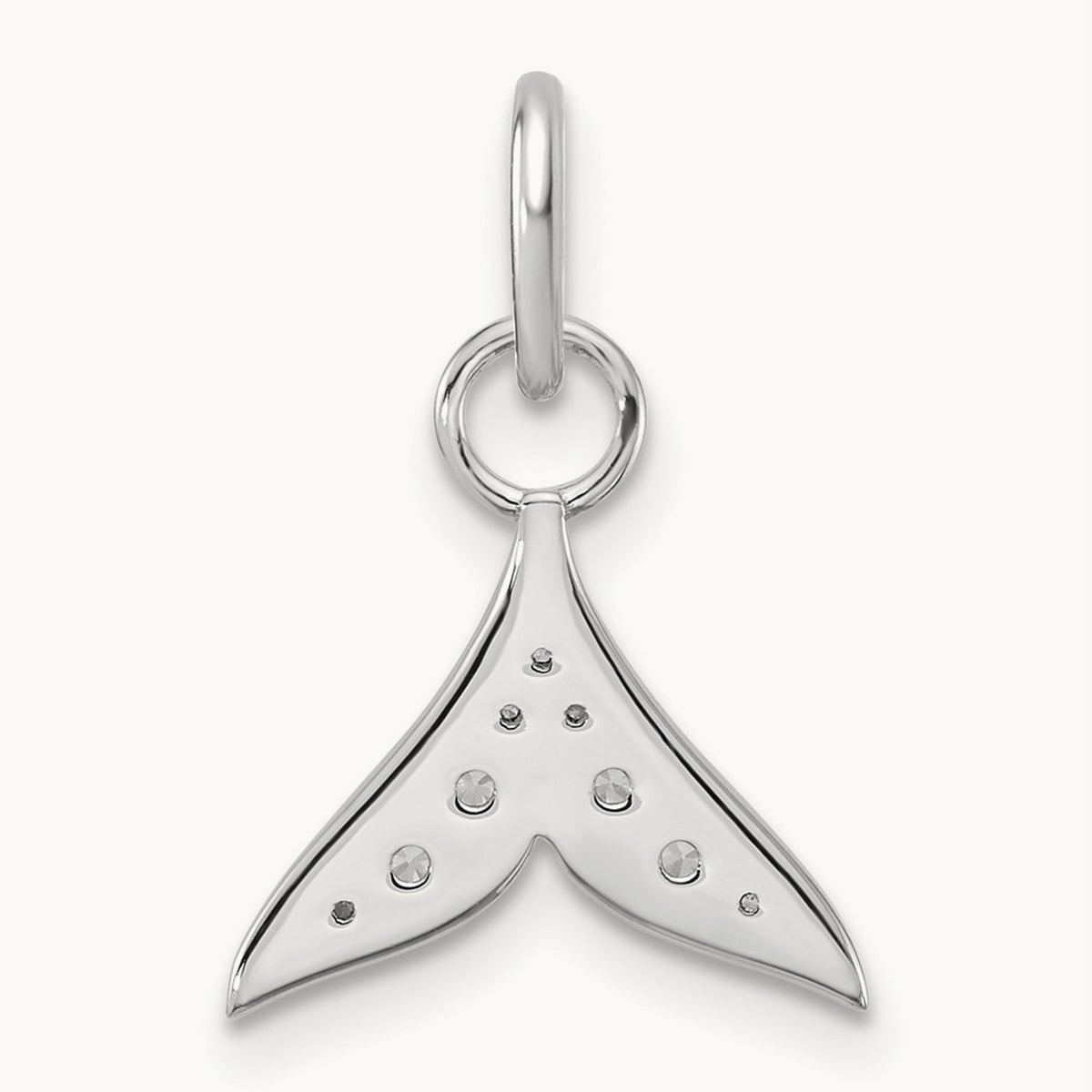 Polished Diamond Whale Tail Charm, 14K White Gold