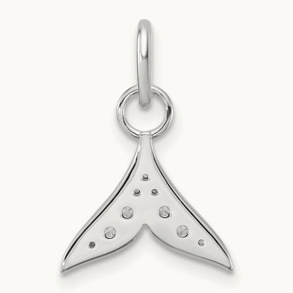 Polished Diamond Whale Tail Charm, 14K White Gold