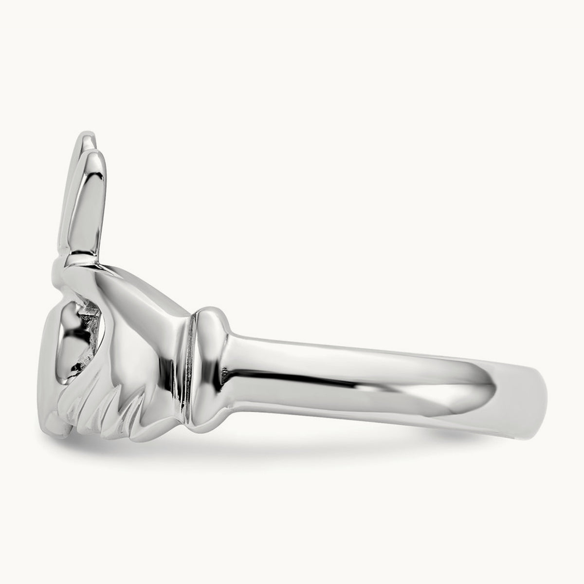 Polished Claddagh Ring, 14K White Gold