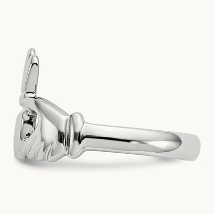 Polished Claddagh Ring, 14K White Gold