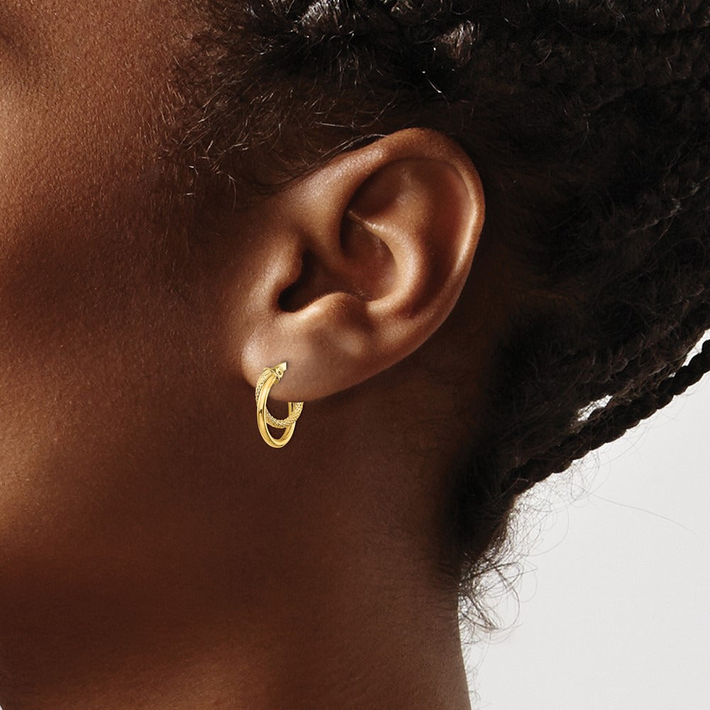 Polished Diamond-cut Hoop Earrings — 14K Yellow Gold