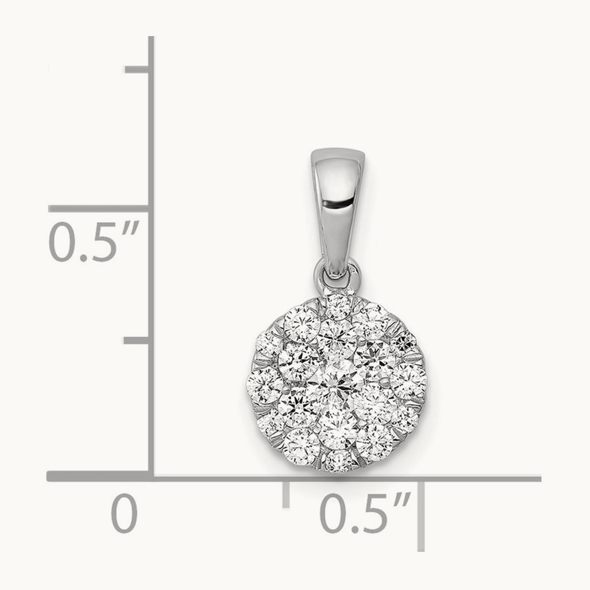 1/2ct. Diamond Circle Cluster Pendant, 14K White Gold