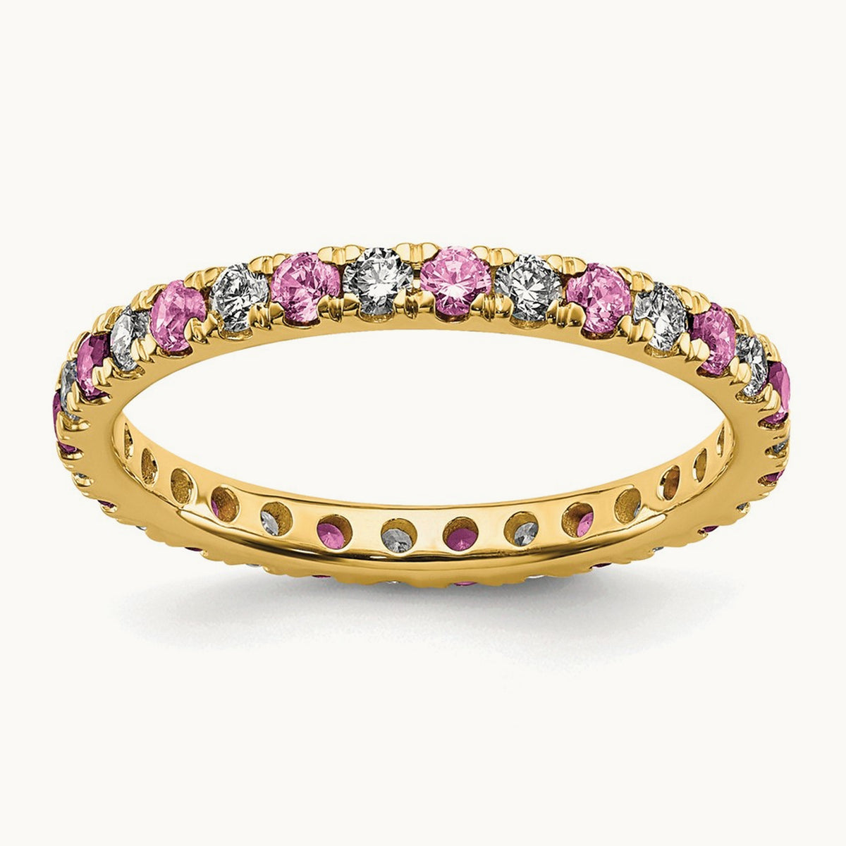 Created Pink Sapphire Eternity Band — 14K Yellow Gold, 2.25 mm