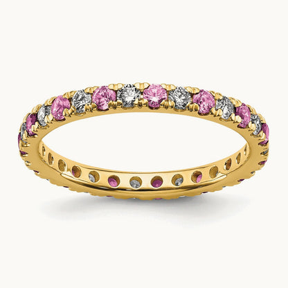 Created Pink Sapphire Eternity Band — 14K Yellow Gold, 2.25 mm