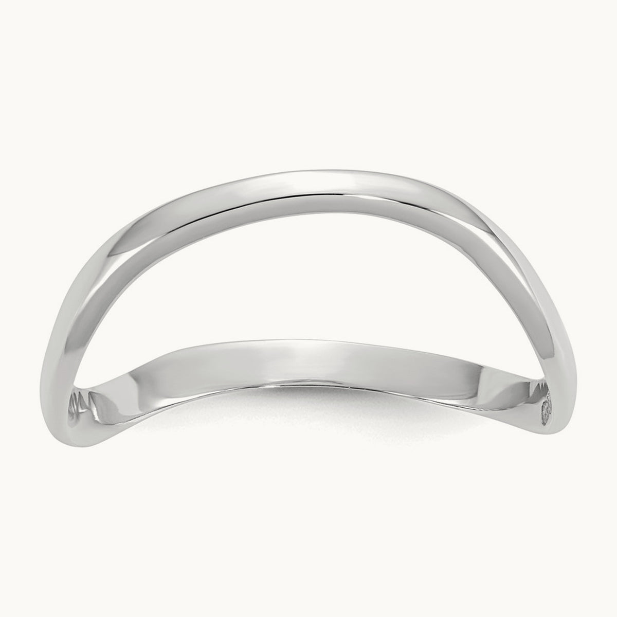 Polished Wave Fashion Thumb Ring, 14K White Gold