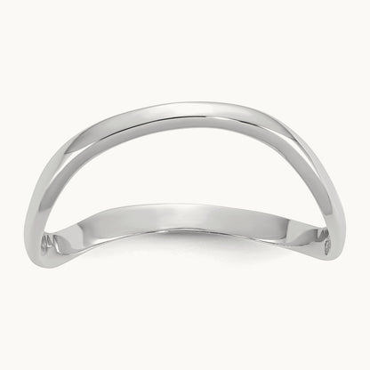 Polished Wave Fashion Thumb Ring, 14K White Gold