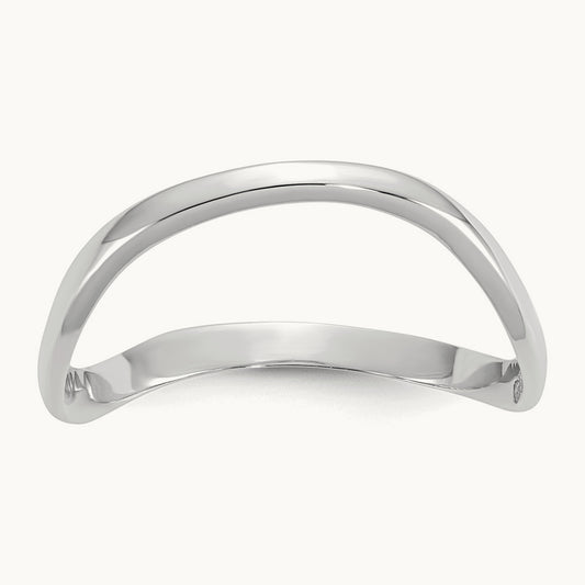 Polished Wave Fashion Thumb Ring, 14K White Gold