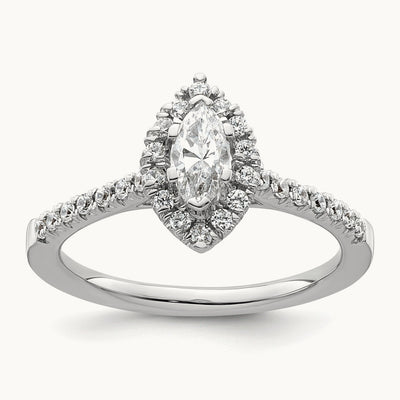 Marquise Halo Engagement Semi-Mount Ring, 0.25 ct tw