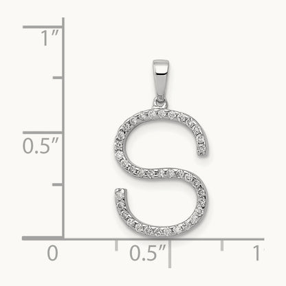 Diamond Letter S Initial Pendant, 14K White Gold