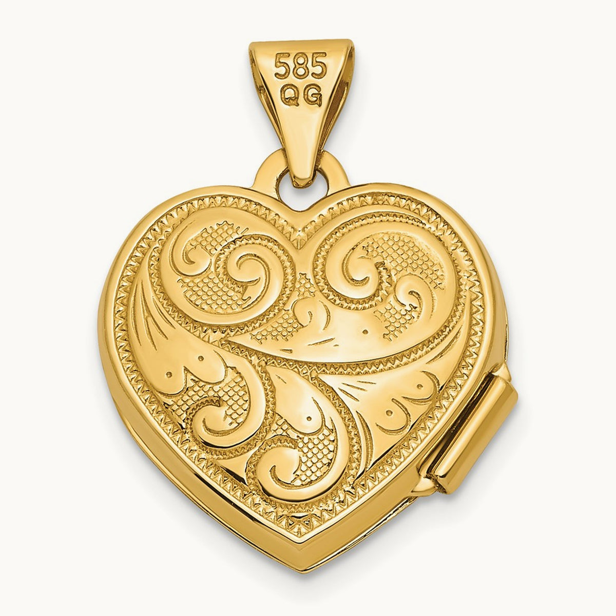 Reversible Swirl Design Heart Locket — 14K Yellow Gold