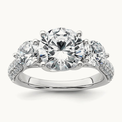 Round 3 Stone Engagement Ring, 0.50-3.75 ct tw Lab-Grown Diamond