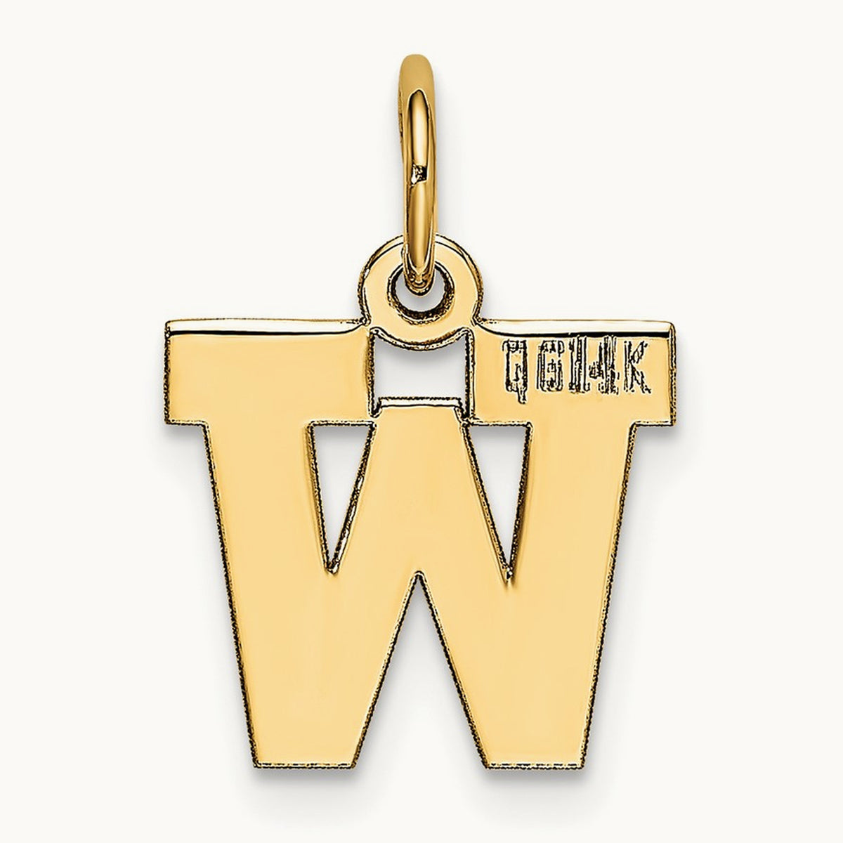 Small Block Initial Charm — 14K Yellow Gold, W