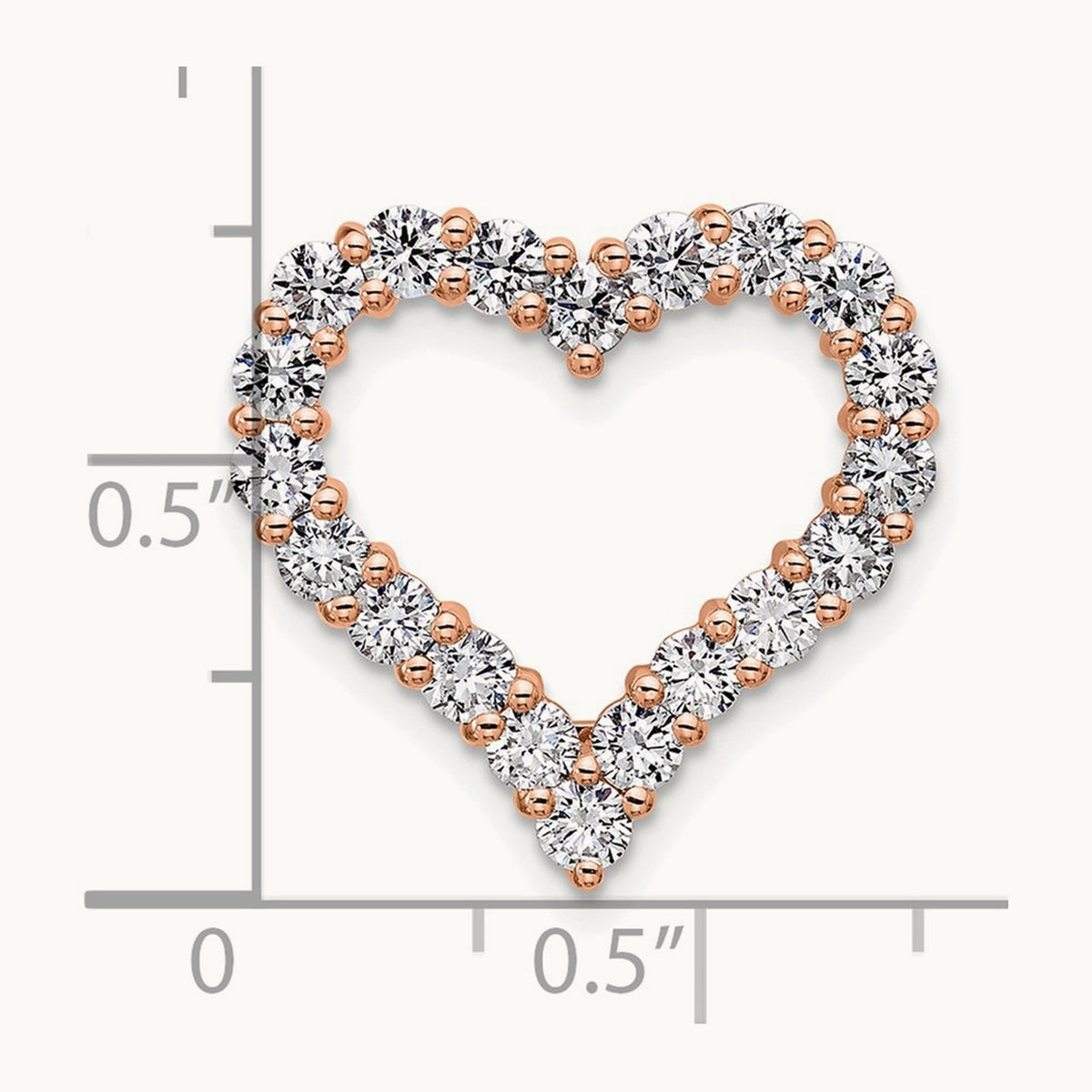 Heart Chain Slide, 1.50 ct tw Lab-Grown Diamond — VS/SI (Great), 14K Rose Gold