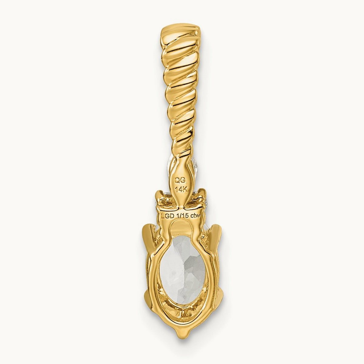 Polished Diamond and Topaz Twisted Chain Slide — 14K Yellow Gold