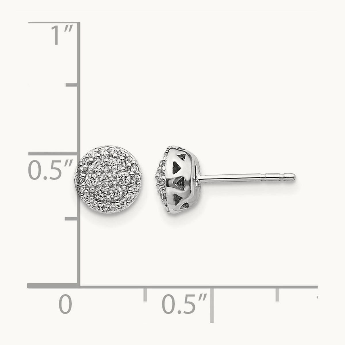 Diamond Cluster Post Earrings, 14K White Gold
