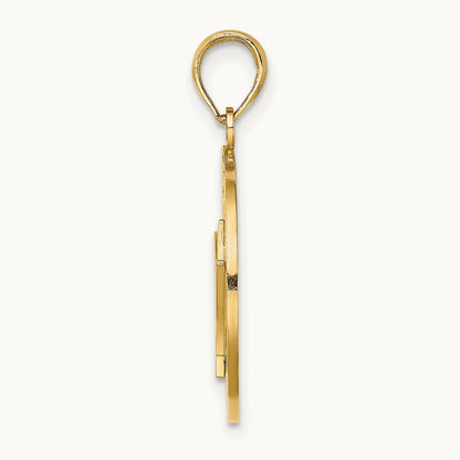 BARBADOS w/Trident Spear Circle Charm, 14K