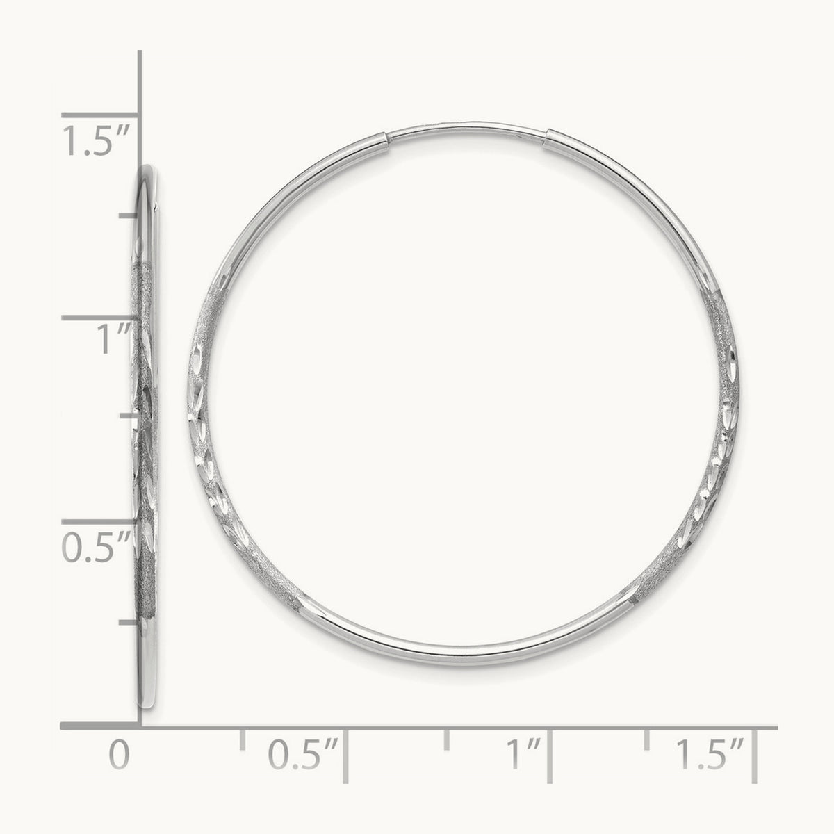 Diamond-cut Endless Hoop Earring — 14K White Gold