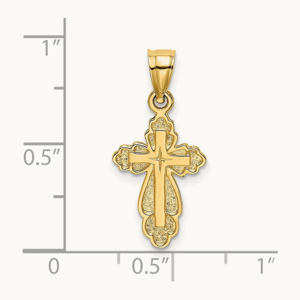 Solid Polished and Textured Cross Charm, 14K