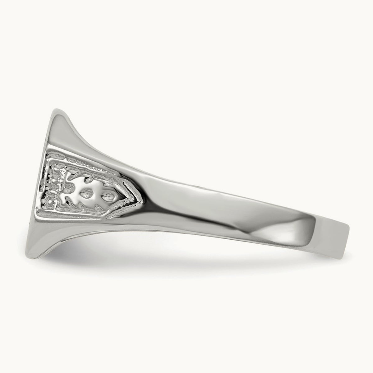 10.5x9. Closed Back Signet Ring, 0mm, 14K White Gold