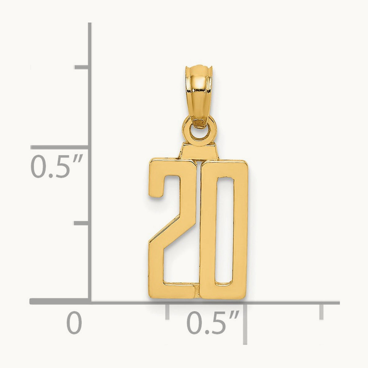 Polished Number 20 Pendant, 14K