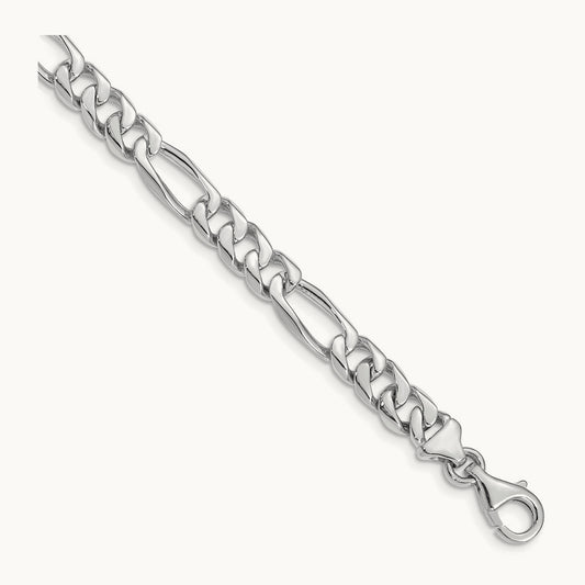 WG Hand-Polished Figaro Link Bracelet, 7mm, 14K